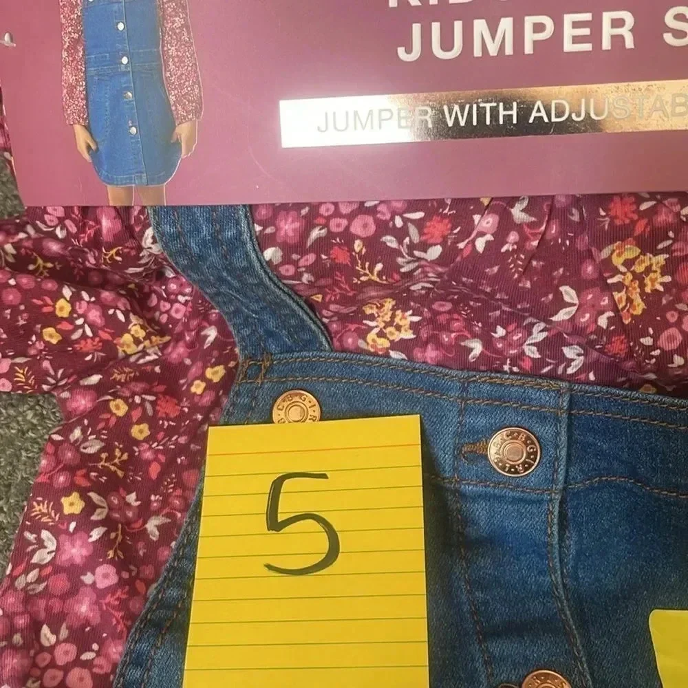 #5 BCBG Girls Kids' 2-piece Button Down Jean Skirt Jumper Set Floral Shirt